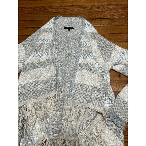 Romeo & Juliet Couture Open Front Cardigan Sweater Womens Size Medium Gray White - Picture 3 of 5